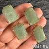 Chunky freeform faceted green quartz double drop dangle earrings