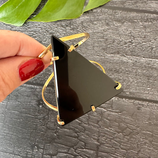 Black onyx triangle cuff bracelet