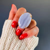 Blue lace agate mixed-shape cabochon rings
