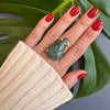 Dark green quartz pear shaped ring