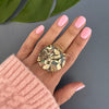 Cocktail large pyrite disk ring