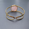 Rose quartz round cuff bracelet
