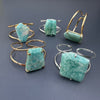 Amazonite freeform faceted cuff bracelet