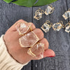 Freeform faceted clear quartz crystal ring