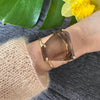 Freeform faceted bulky smoky quartz cuff bracelet