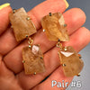 Chunky freeform faceted citrine double drop dangle earrings