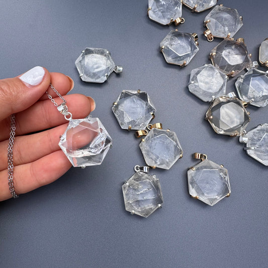 Small crystal hexagon pendant