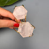 Rose quartz hexagon cuff bracelet