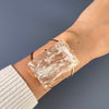Large crystal smooth rectangle cabochon cuff bracelet