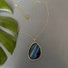 Blue agate slice pendant