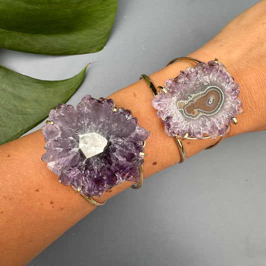 Amethyst stalactite cuff bracelet