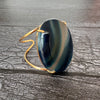 Blue agate oval cuff bracelet