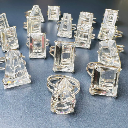 Crystal cut stone ring