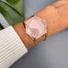 Rose quartz hexagon cuff bracelet