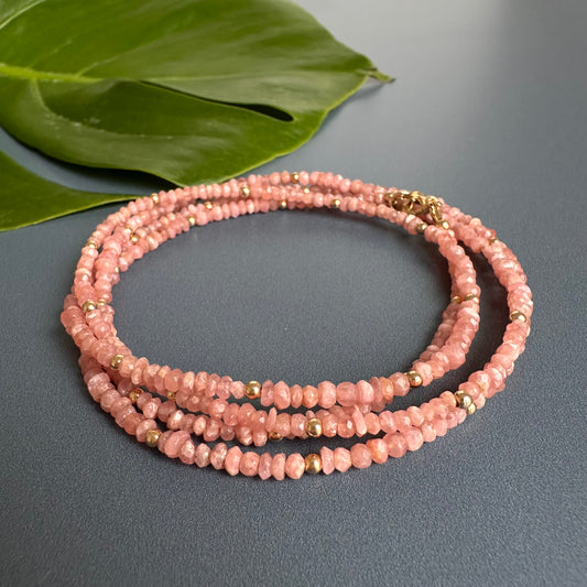 Double wrap rhodochrosite necklace