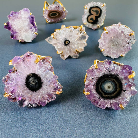 Small amethyst stalactite statement ring