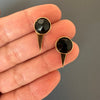Black onyx studs with ear jacket