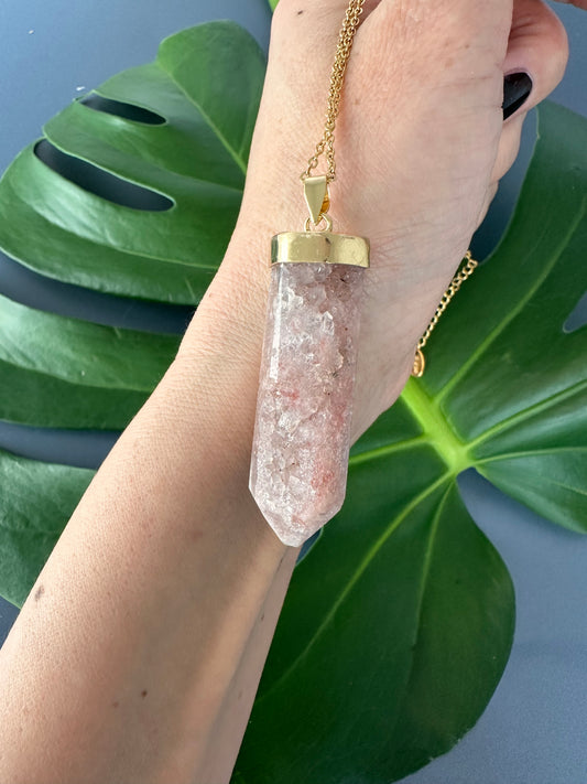 Pink amethyst point pendant
