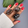 Large raw smoky quartz gem ring