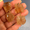 Chunky freeform faceted citrine double drop dangle earrings