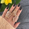 Freeform faceted rutilated quartz ring