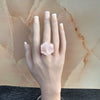 Rose quartz large hexagon ring