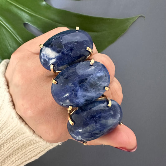 Sodalite oval cabochon ring