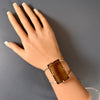 Smoky quartz faceted rectangle cuff bracelet