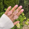 Raw rose quartz slice statement ring