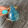 Blue agate pear cuff bracelet