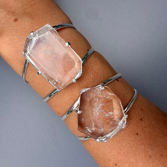 Freeform faceted crystal cuff bracelet