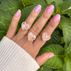 Small rose quartz heart ring