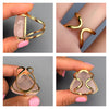 Rose quartz puffy triangle ring
