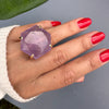 Purple amethyst large hexagon ring