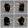 Black obsidian freeform faceted cuff bracelet