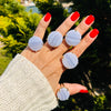 Blue lace agate mixed-shape cabochon rings