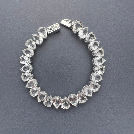925 sterling silver crystal pear tennis bracelet