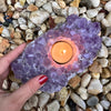 Druzy amethyst tea light candle holder
