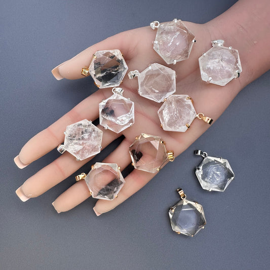 Small crystal hexagon pendant