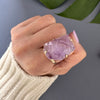 Freeform faceted purple amethyst ring