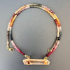 Multicolor sapphire necklace with pink lemurian horizontal connector