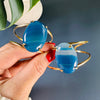 Oval blue agate cuff bracelet