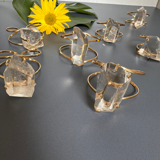 Freeform faceted crystal cuff bracelet