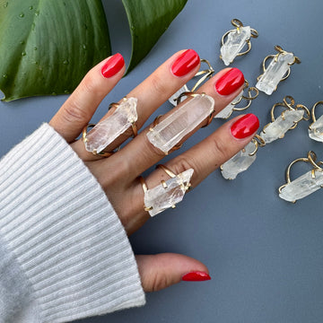 Lemurian crystal point ring