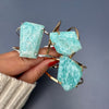 Amazonite freeform faceted cuff bracelet