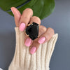 Freeform faceted black onyx ring