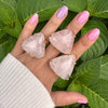 Rose quartz puffy triangle ring