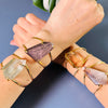 Chunky freeform faceted garden quartz statement cuff bracelet