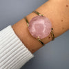 Rose quartz round cuff bracelet