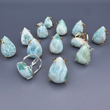 Larimar pear-shaped ring